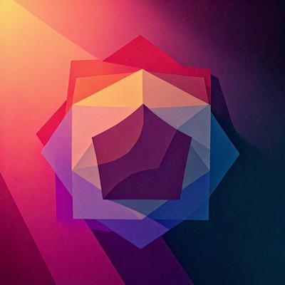 The primary subject of the image is a geometric shape, specifically a square, which is the main object, scene, or focus of the image. The square is displayed in a purple, blue, and red color scheme, creating a vibrant and lively atmosphere. The setting or background of the image features a pink and blue gradient, which adds depth and contrast to the overall visual style. The image appears to be a digital art or illustration, showcasing the artist's creativity and skill in designing and coloring the geometric shape.